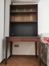 源氏木語(yǔ)實(shí)木書(shū)桌書(shū)架一體簡(jiǎn)約靠墻窄桌書(shū)房辦公桌黑胡桃木床邊桌 1米雙抽書(shū)桌+雙層上架 曬單實(shí)拍圖