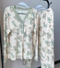 9i9月子服純棉孕婦產(chǎn)后喂奶哺乳衣四季帶胸墊睡衣家居服套裝花園綠XL 曬單實(shí)拍圖