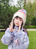 兒童帽子秋冬季女童拼色保暖毛線(xiàn)帽可愛(ài)彩色毛球針織護耳帽中童款 白色 均碼/建議4-10歲【高彈力】 曬單實(shí)拍圖