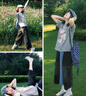 森馬（Semir）代露娃|短袖t恤女中長(zhǎng)款印花上衣25夏寬松純棉套頭衫109325100032 曬單實(shí)拍圖