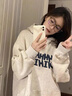 UKMR美式字母印花連帽衛衣ins女街頭vibe簡(jiǎn)約原宿風(fēng)寬松加絨上衣潮 白色【春秋薄款】 S 60-85斤 曬單實(shí)拍圖