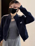 芭芙達妮短款棒球服外套女2025春秋新款小個(gè)子休閑百搭夾克開(kāi)衫上衣潮 藏青色 M :106-115斤 曬單實(shí)拍圖