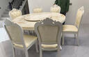 銀拱門(mén)歐式輕奢大理石實(shí)木餐桌椅組合圓折疊伸縮餐桌家用美式大小戶(hù)型 1.5米帶轉盤(pán) 一桌六椅玫瑰款 曬單實(shí)拍圖