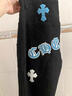克羅心（chrome heart）男女同款牛仔褲美式新款CH克羅十字架貼皮長(cháng)褲寬松直筒百搭25 白色-豹紋涂鴉 S 【收藏關(guān)注優(yōu)先發(fā)出】 曬單實(shí)拍圖