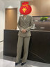 BAFEIYA高端西裝套裝女2025秋冬新款韓版時(shí)尚干練總裁通勤職業(yè)裝氣質(zhì)工裝 灰駝色長(cháng)袖西裝+闊腿褲 M 曬單實(shí)拍圖