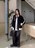 黑色運(yùn)動(dòng)夾克外套女春秋款棒球服歐美高街新款2024年 黑色 3XL 曬單實(shí)拍圖