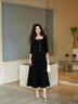 欣妃羽優(yōu)雅法式小香風(fēng)套裝女2025秋季新款顯瘦半身裙兩件套 黑色 M 曬單實(shí)拍圖