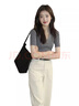 妍莉芬（yanlifen）灰色針織短袖上衣闊腿褲套裝女2025年夏季女裝衣服氣質(zhì)休閑兩件套 灰色上衣+牛仔褲 XL 【115-130斤】 曬單實(shí)拍圖