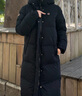 斐樂(lè )（FILA）女子長(cháng)款羽絨服冬季90%鵝絨長(cháng)袖保暖連帽運動(dòng)過(guò)膝開(kāi)衫外套上衣 深黑-BK L 曬單實(shí)拍圖