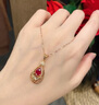 ?？ㄒ溃℉EEKAIYI）18k紅寶石項鏈女鉆石吊墜奢侈首飾七夕情人節生日禮物送老婆女友 【精選】鴿血紅寶石項鏈 曬單實(shí)拍圖
