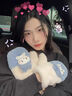 可愛毛絨手套女冬季卡通加絨加厚保暖學(xué)生戶外防寒掛脖百搭棉手套 藍色 曬單實拍圖