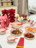 景西碗具套裝中式餐具碗碟套裝結婚家用喬遷喜慶碗筷陶瓷碗盤(pán)餐碟送禮 溫馨小宴【4人食禮盒裝】 20件套 玫瑰皇后系列餐具套裝 曬單實(shí)拍圖