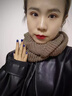 恒源祥保暖圍脖女冬季新款韓版情侶針織毛線(xiàn)圍巾男士百搭黑色白色脖套男 黑色 曬單實(shí)拍圖