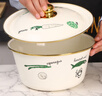 歐麗家搪瓷盆帶蓋 家用廚房瓷碗懷舊老式豬油瓷盆搪瓷碗琺瑯湯盆攪拌碗 特厚【金邊-蔬菜聯(lián)盟】 定制款 22cm1個(gè) 曬單實(shí)拍圖