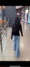 衣然呈品牛仔褲女秋季新款美式高街潮牌直筒高腰寬松休閑微喇闊腿長(cháng)褲子女 藍色 常規 M 【建議90-105斤】 曬單實(shí)拍圖