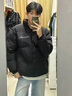勤記羽絨服男青少年美式黑色九江羽絨服男款冬季保暖歐美街頭綿服外套 黑色 M100-120斤 均碼 曬單實(shí)拍圖
