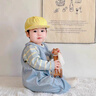 迪士尼（Disney）嬰兒背帶褲套裝春秋款男寶寶兩件套衣服超萌小月齡兒童外出服春裝 T恤+背帶褲 66cm (建議5-14斤) 曬單實(shí)拍圖