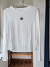 熙世界（sllsky）白色長(cháng)袖T恤女秋2025新款?lèi)?ài)心刺繡圓領(lǐng)百搭顯瘦棉質(zhì)上衣 米白色 M 曬單實(shí)拍圖