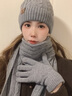 啄木鳥(niǎo)（TUCANO）男士保暖毛線(xiàn)針織帽圍巾手套三件套加絨加厚套頭帽護耳保暖禮盒裝 淺灰色【三件套】 曬單實(shí)拍圖