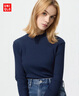 優(yōu)衣庫女裝羅紋高領(lǐng)T恤/長(cháng)袖小高領(lǐng)內搭25秋冬新款479588 68 深藍色 L /160/88A 曬單實(shí)拍圖