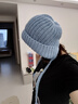 妙奕嘉毛線帽針織帽保暖帽子女秋冬季2025新款護耳雷鋒帽巴拉克拉法帽 加厚大頭圍麻花辮針織帽【藍色】 曬單實拍圖
