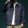 吉普吉普美式牛仔外套男士秋冬款寬松長(cháng)袖水洗秋裝翻領(lǐng)夾克上衣服 深藍色 [官方] M 100-120斤 曬單實(shí)拍圖