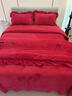 大紅色婚慶寶寶牛奶絨四件套冬季雙面加厚珊瑚絨喜嫁床上被套床單 花嫁 1.5m床四件套 床單款 （被套200*230cm） 曬單實(shí)拍圖