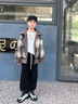 猴兄仔男童加絨外套秋冬裝中大兒童洋氣中長(cháng)款毛呢大衣男孩冬裝加厚上衣 圖片色 150 曬單實(shí)拍圖