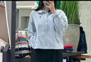 POLO SPORT Ralph Lauren拉夫勞倫襯衫女輕奢高級感通勤風(fēng)條紋春秋夾克外套 藍白條紋 S 曬單實拍圖