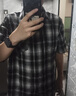 CLOR美式休閑復古寬松襯衫春夏款格子潮流短袖外套CLCX06黑色2XL 曬單實(shí)拍圖