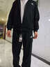 阿迪運動(dòng)套裝男秋冬季中老年立領(lǐng)純棉開(kāi)衫加絨休閑跑步衛衣兩件套 黑色 薄款直筒套裝 2XL 建議130-150斤 曬單實(shí)拍圖