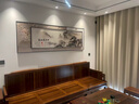 涵軒新中式客廳裝飾畫(huà)沙發(fā)背景墻壁畫(huà)辦公室書(shū)房高檔大氣山水字畫(huà)掛畫(huà) JD31029海納百川 大120*40+小90*30 （搭1.5米沙發(fā) 經(jīng)典黑框 質(zhì)感油畫(huà)布+加厚鋁合金外框不反光 曬單實(shí)拍圖