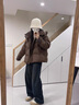 歐迪惠（Oudihui）2025年冬季新款棉服女加厚面包服羽棉襖絨服女棉衣羊羔毛拼接外套 咖色 M 曬單實(shí)拍圖