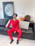 鴨鴨（YAYA）【鴻運禮盒】本命年紅色保暖內衣男德絨發(fā)熱秋衣秋褲套裝結婚喜慶 曬單實(shí)拍圖