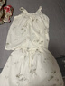 古今（GUJIN）【帶胸墊】新品掛脖度假風睡衣女云朵棉家居服睡褲國風套裝L 曬單實拍圖