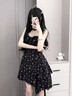 素織錦黑色純欲連衣裙女吊帶裙2025春夏季新款裙子碎花裙短裙海邊沙灘裙 碎花吊帶短裙【黑色】 M 【建議90-110斤】 曬單實(shí)拍圖