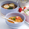 海燕之天 大號(hào)泡面碗帶蓋帶濾水湯面碗日式學(xué)生食堂塑料方便面碗干拌面飯 【可瀝湯】泡面碗黑色（配筷勺） 曬單實(shí)拍圖
