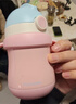 FGA富光兒童保溫杯寶寶幼兒園吸管鴨嘴學(xué)飲杯316L不銹鋼喝水壺杯子粉 曬單實(shí)拍圖