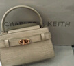 CHARLES&KEITH鱷魚紋凱莉包手提斜挎婚包包女包生日禮物CK2-50270880-1 Ivory象牙色 S 曬單實拍圖