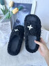 鳶草屋厚底毛毛拖鞋女外穿增高秋冬懶人毛絨保暖棉拖鞋室內居家時(shí)尚棉拖 厚底增高毛毛棉拖鞋【黑色】底高4cm 38 碼【尺碼偏小一點(diǎn)，卡碼腳大腳寬拍大一碼】 曬單實(shí)拍圖