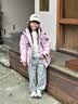 波司登（BOSIDENG）秋冬羽絨服經典極寒加厚中大童防風親子款男女同款連帽保暖外套 櫻粉色1870 120 /60 約 110-120cm 22kg 曬單實拍圖