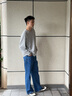 LEE COOPER微喇牛仔褲男秋季寬松直筒水洗深藍(lán)純棉百搭休閑長褲子男士深藍(lán)色32 曬單實(shí)拍圖