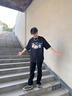 昔奕美式高街vibe褲子男款直筒修身側面拉鏈牛仔褲加長(cháng)黑色彎刀微喇褲 屬性圖_黑色 XL 曬單實(shí)拍圖