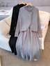 可茵（Keyin）連衣裙女裝套裝2025年秋冬新款氣質(zhì)小香風(fēng)馬甲外套打底針織裙子女 灰色兩件套 XL 【建議115-135斤】 曬單實(shí)拍圖