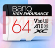 banq 64GB TF（MicroSD）存儲卡 A1 U3 V30 4K 行車(chē)記錄儀&安防監控專(zhuān)用內存卡 高度耐用 讀速100MB/s 曬單實(shí)拍圖