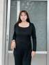 婷美（GRACEWELL）羊毛保暖內衣女帶胸墊秋衣冬季百搭打底衫無(wú)痕內搭肌底上衣黑色2X 曬單實(shí)拍圖