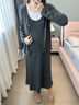 革曼孕婦裝秋裝長(cháng)袖開(kāi)衫上衣秋季背心裙春秋兩件套連衣裙套裝懷孕裙子 灰色兩件套 XL 曬單實(shí)拍圖
