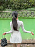 天使季節網(wǎng)球裙長(cháng)袖連衣裙女羽毛球裙運動(dòng)瑜伽裙棒球裙網(wǎng)球服長(cháng)裙 本白 S 曬單實(shí)拍圖