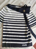 納維凱爾意大利小帆船女條紋撞色短袖修身設計感針織衫2324505504 深藍 L  曬單實(shí)拍圖