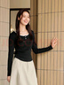 森馬長(cháng)袖T恤女短款撞色打底衫簡(jiǎn)約風(fēng)秋季假兩件修身衣服顯瘦百搭 黑色90001 M 曬單實(shí)拍圖